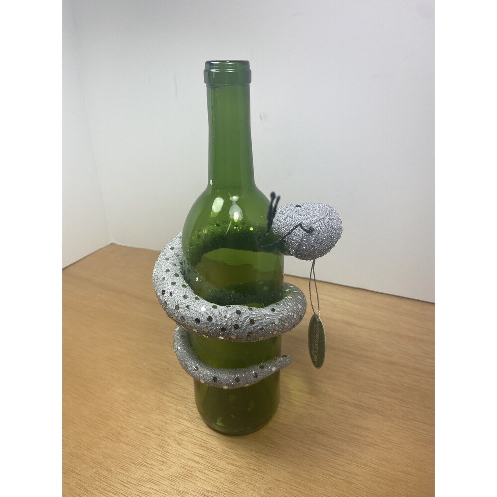 Midwest-CBK Halloween Silver Snake Wine Collar  Gift Wine Bottle - Picture 2 of 4